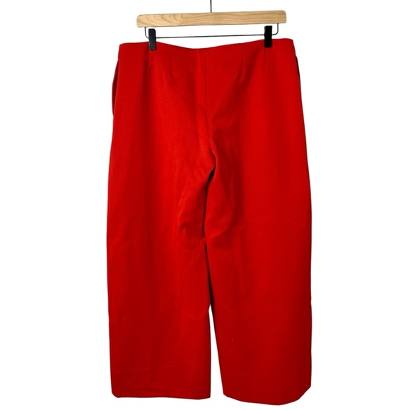 Interior The Clement Trousers Red Wide Leg Ankle Pants Size 8 Wool - Picture 3 of 10